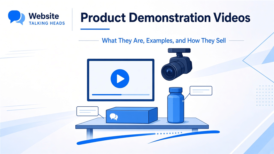Product demonstration video for SEO — tabletop product demo with camera and callouts